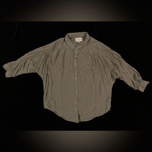 american eagle army green light button down blouse